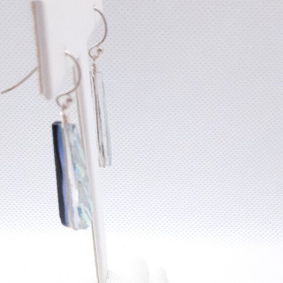 New Sparkley Multicolored Dichroic Glass 925 French Wire Drop Earrings - Picture 3 of 14